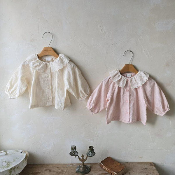 Lace Collar Blouse Korean infant blouse in ivory made in Korea