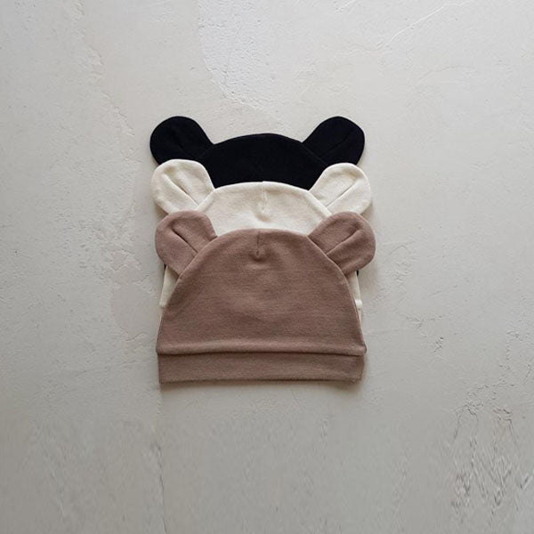 Mini Bear Hat Korean kids accessory in cream made in Korea