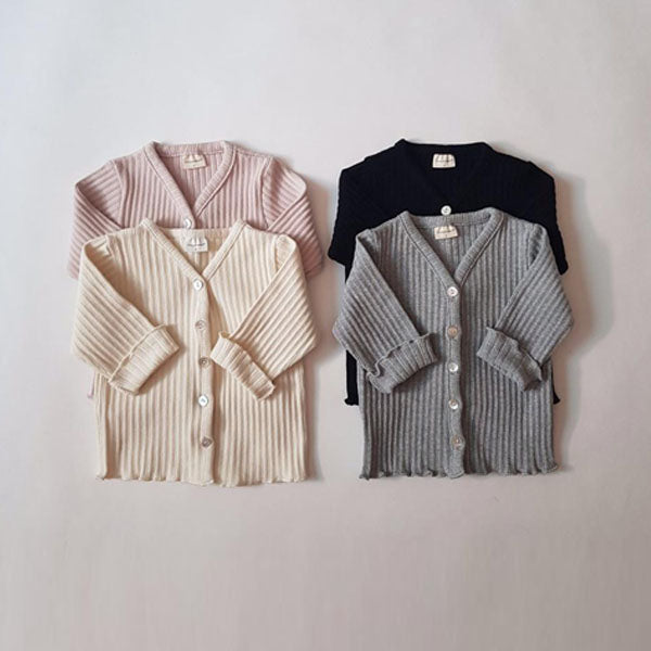 Bebe Ribbed Cardigan Korean infant sweater in ivory made in Korea