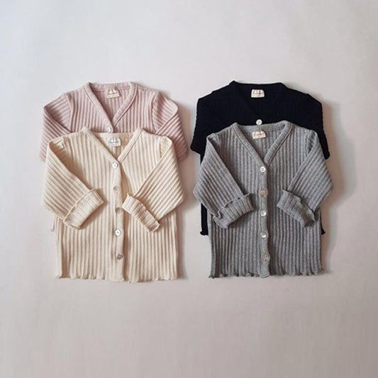 Bebe Ribbed Cardigan Korean infant sweater in ivory made in Korea