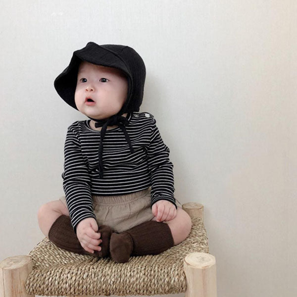 Bebe Stripe Tee Korean infant t-shirt in ivory made in Korea