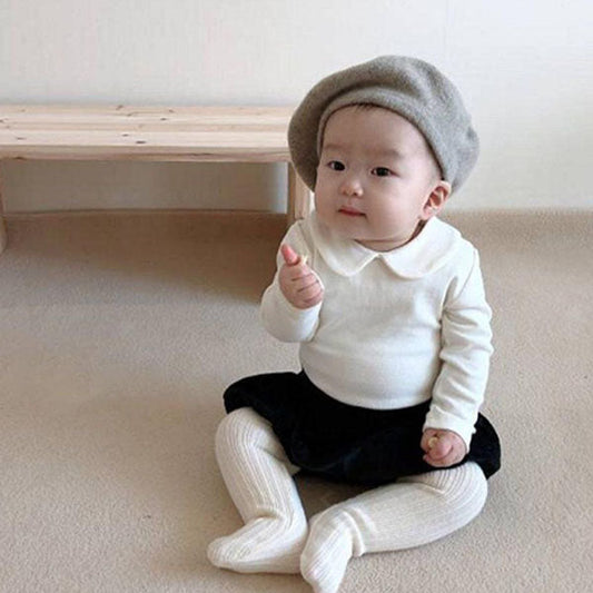 Bebe Collar Tee Korean infant t-shirt in ivory made in Korea