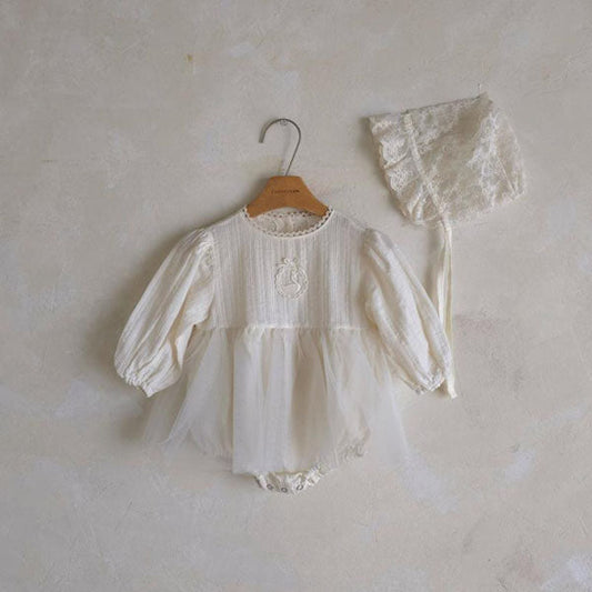 Swan Dress Bodysuit Korean infant bodysuit in ivory made in Korea