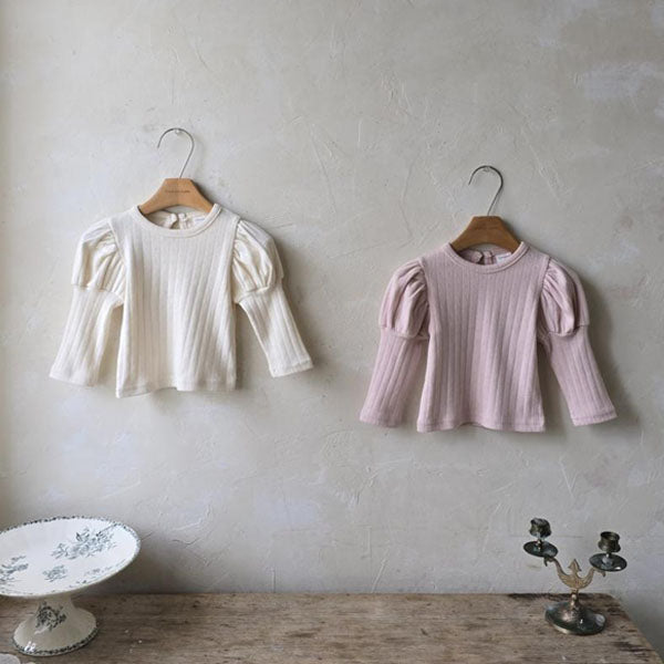 Eyelet Puff Tee Korean infant t-shirt in pink made in Korea