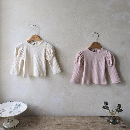 Eyelet Puff Tee Korean infant t-shirt in pink made in Korea