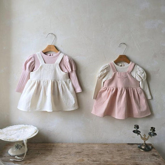 Embroidery Overall Dress Korean infant dress in pink made in Korea