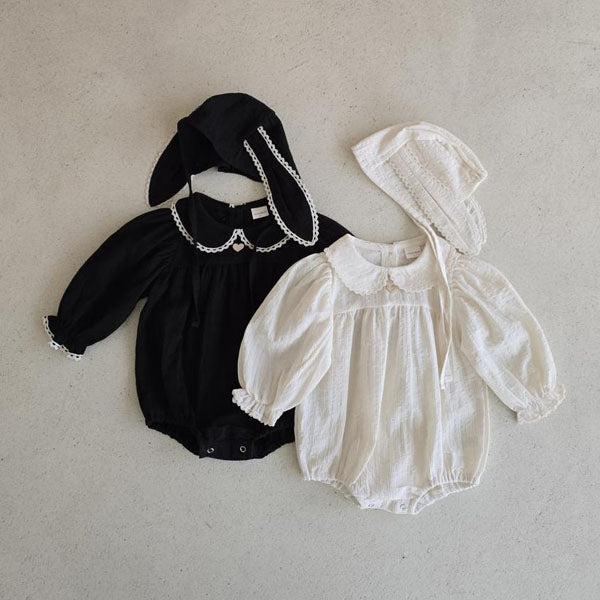 Heart Rabbit Bodysuit Set Korean infant bodysuit in ivory made in Korea