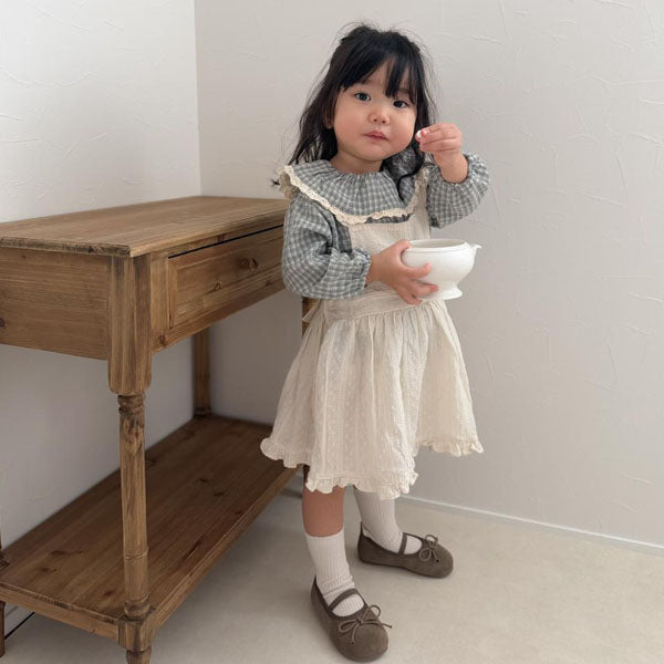 Halo Overall Dress Korean toddler dress in cream made in Korea