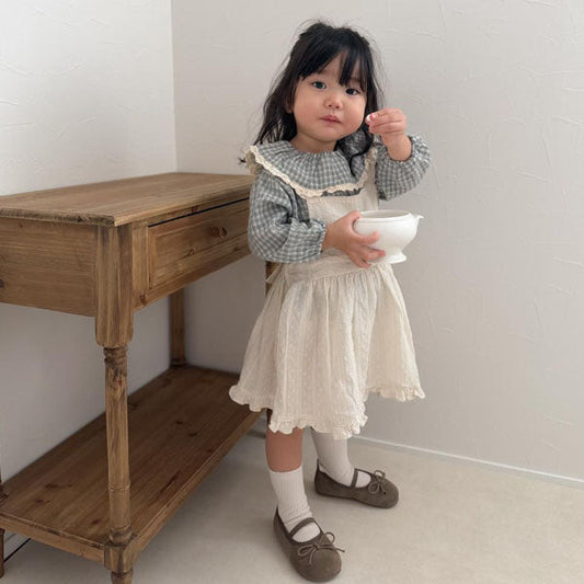 Halo Overall Dress Korean toddler dress in cream made in Korea