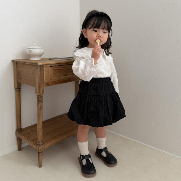 Ari Balloon Tiered Skirt Korean toddler skirt in ivory made in Korea