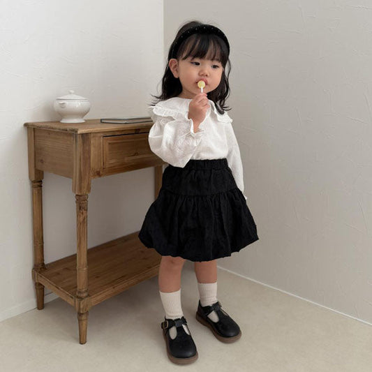 Ari Balloon Tiered Skirt Korean toddler skirt in ivory made in Korea