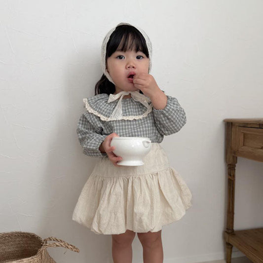 Tosh Frill Blouse Korean toddler blouse in blue made in Korea
