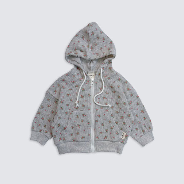 Flower Hoodie Korean toddler sweater in oatmeal made in Korea