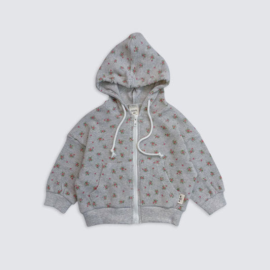 Flower Hoodie Korean toddler sweater in oatmeal made in Korea
