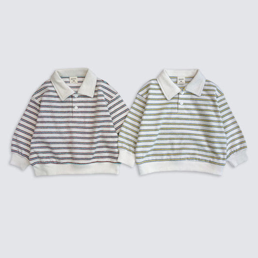 Terry Collar Sweatshirt Korean toddler sweater in brown made in Korea