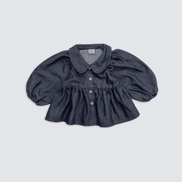Denim Collar Jacket Korean toddler jacket in indigo made in Korea