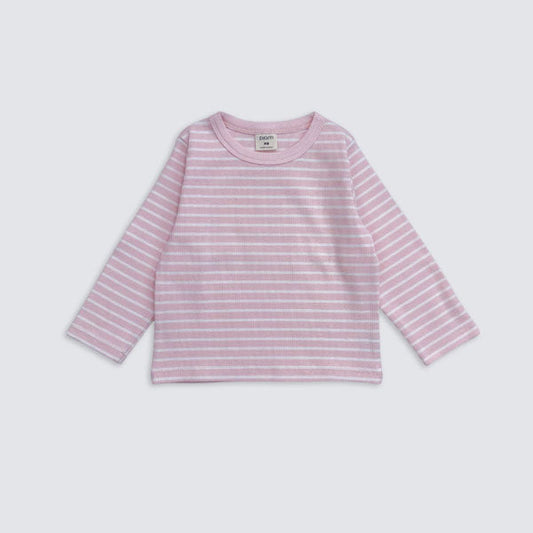 Stripe Ribbed Tee Korean toddler t-shirt in pink made in Korea