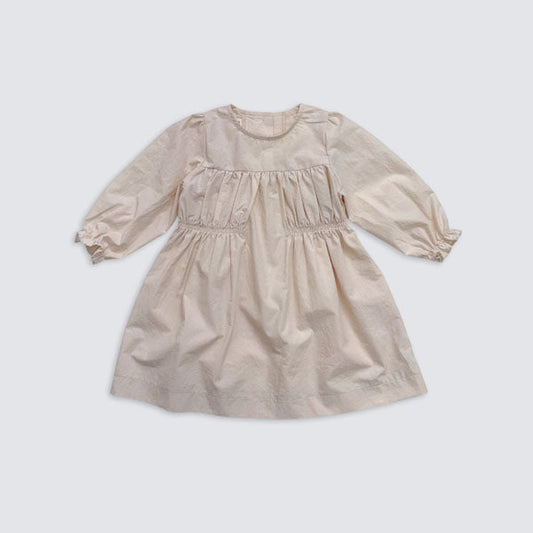 Shirred Dress Korean toddler dress in beige made in Korea