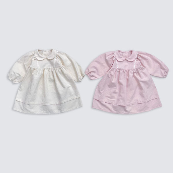 Collar Panel Dress Korean toddler dress in cream made in Korea