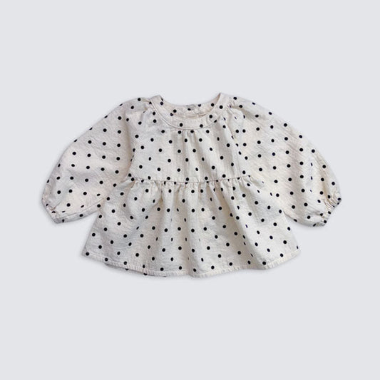 Polka Dot Blouse Korean toddler blouse in cream made in Korea
