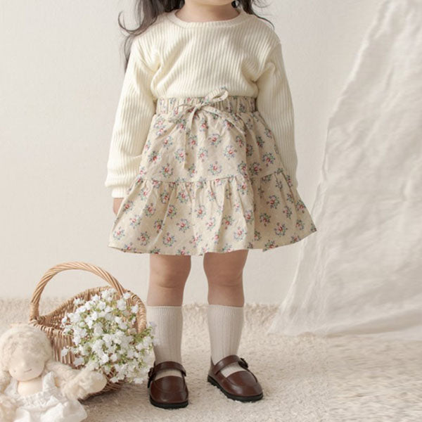 Tiered Skirt Korean kids skirt in ivory made in Korea