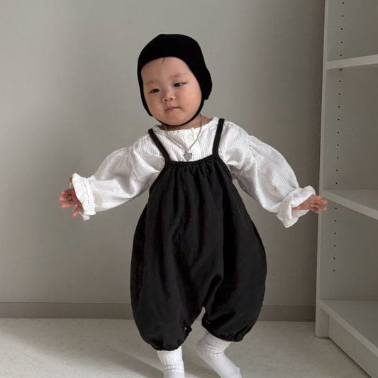 Pot Romper Korean infant romper in light beige made in Korea