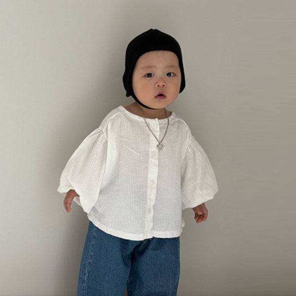 Puff Blouse Korean kids blouse in white made in Korea