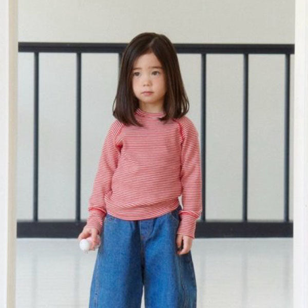 Stretch Stripe Tee Korean toddler t-shirt in heather made in Korea
