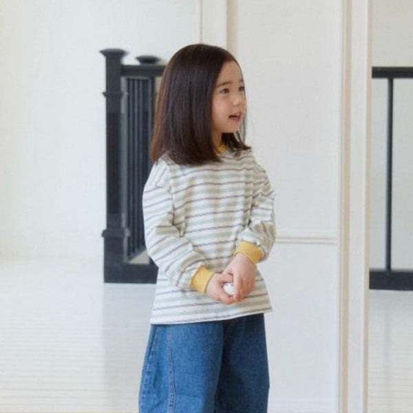 Double Stripe Tee Korean toddler t-shirt in sky blue made in Korea