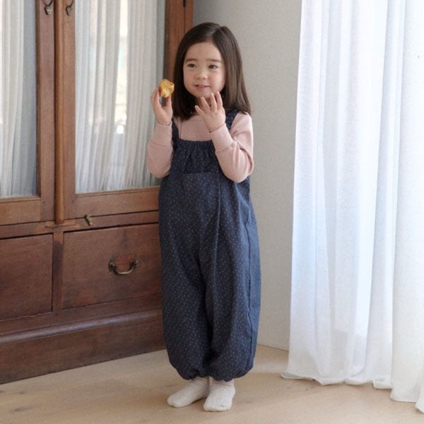 Bagel Overalls Korean toddler overall in denim floral made in Korea