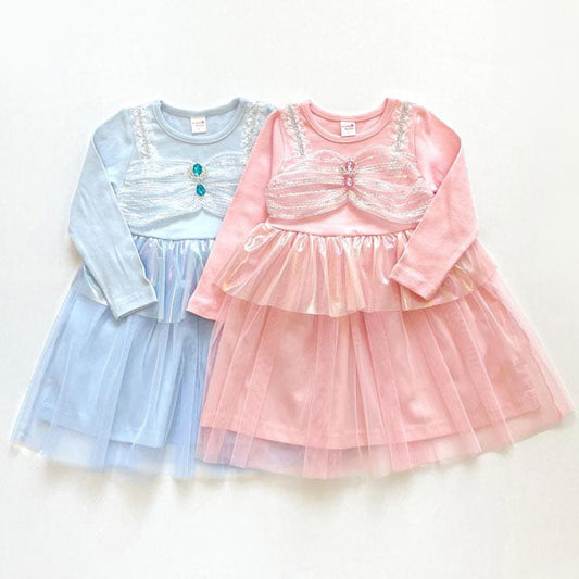 Jewel V-Neck Dress Korean toddler dress in pink made in Korea
