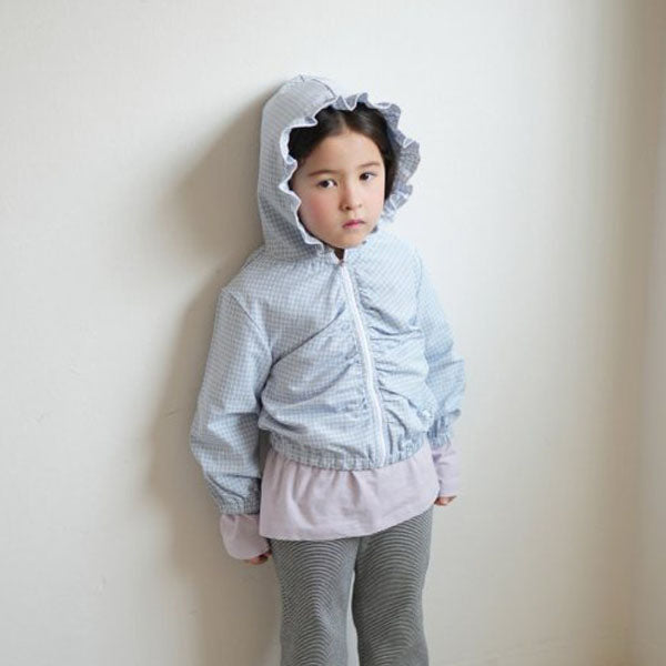 Shirred Hoodie Zip-Up Korean toddler sweater in off white made in Korea