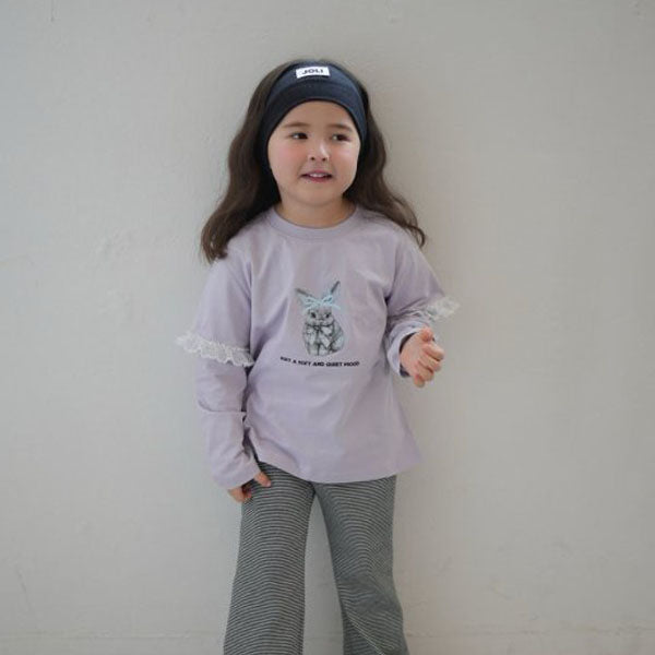 Rabbit Layer Tee Korean toddler t-shirt in light lemon made in Korea