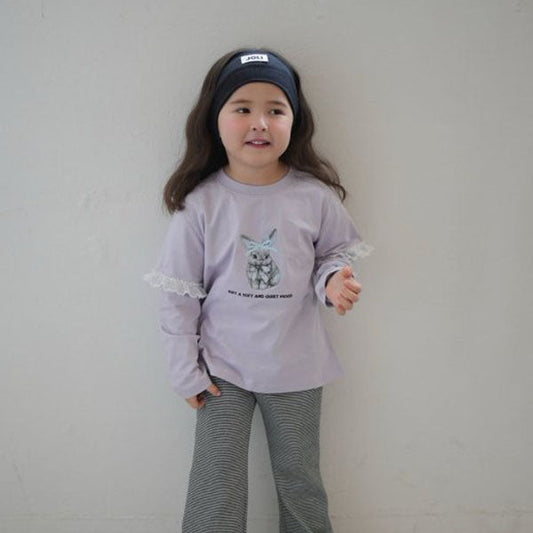 Rabbit Layer Tee Korean toddler t-shirt in light lemon made in Korea