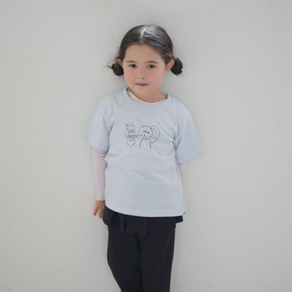Loved Puppy Tee Korean toddler t-shirt in sky blue made in Korea