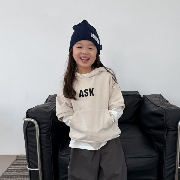 ASK Hoodie Sweatshirt Korean toddler sweater in beige made in Korea