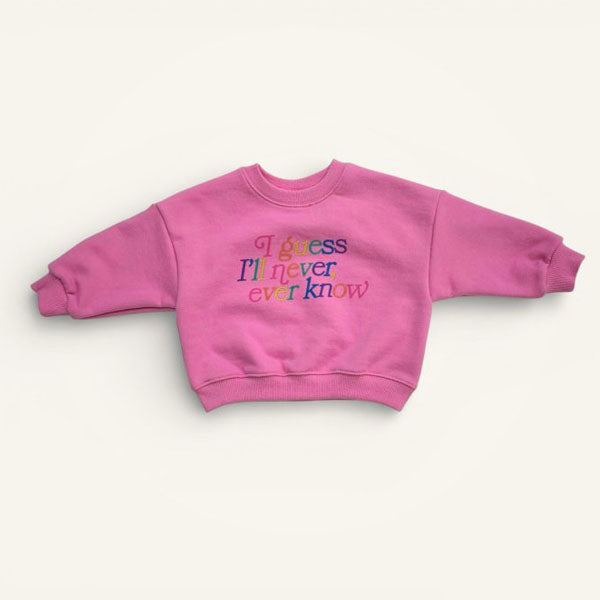 Rainbow Lettering Sweatshirt Korean toddler sweater in gray made in Korea