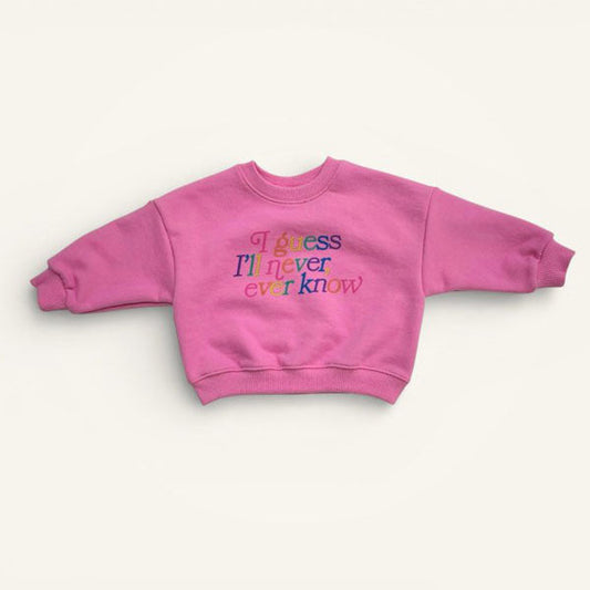 Rainbow Lettering Sweatshirt Korean toddler sweater in gray made in Korea