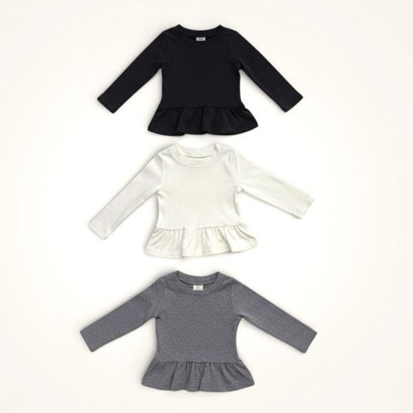 Ruffle Layered Tee Korean toddler t-shirt in black made in Korea