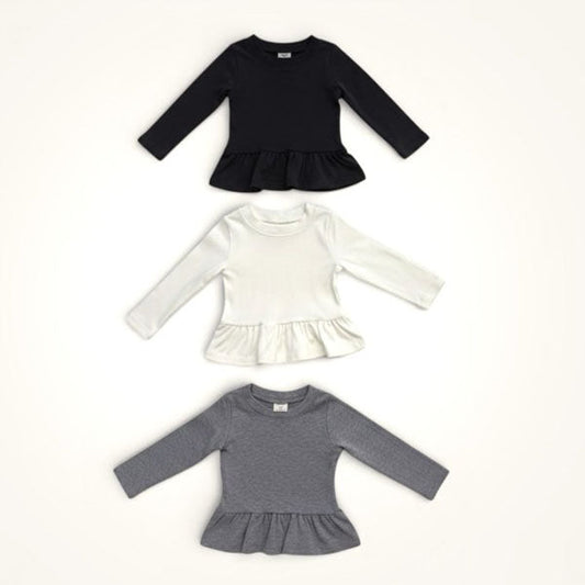 Ruffle Layered Tee Korean toddler t-shirt in black made in Korea