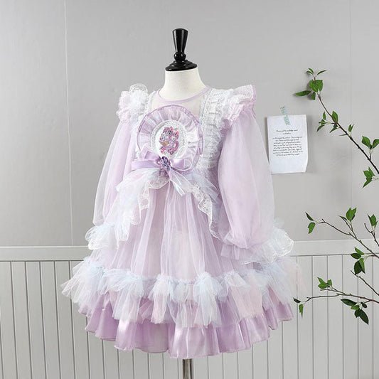 Purple Unicorn Dress Korean toddler dress in purple made in Korea