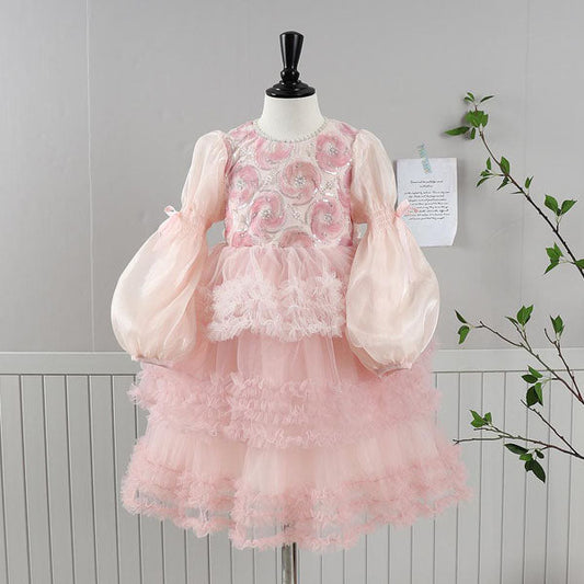 Tiered Dress Korean toddler dress in pink made in Korea