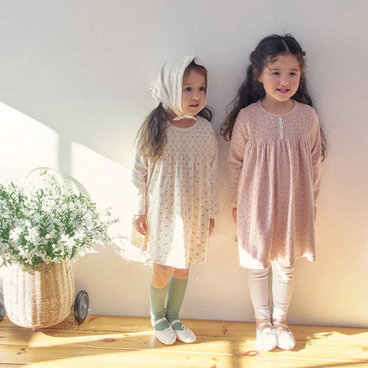 Tia Smocked Dress Korean toddler dress in cream made in Korea