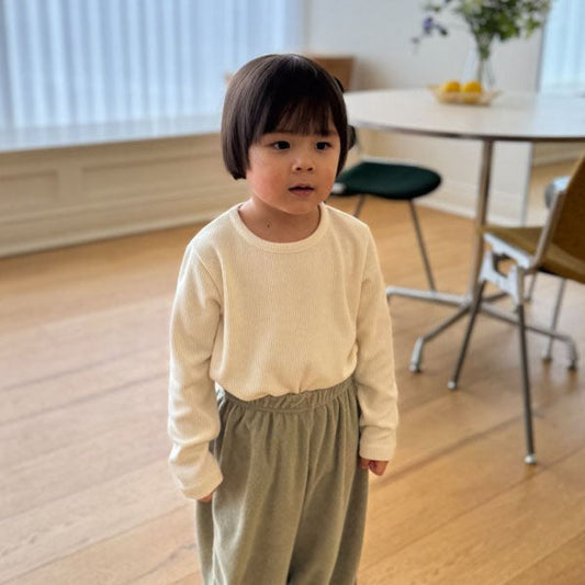 Label Ribbed T-Shirt Korean toddler t-shirt in charcoal made in Korea