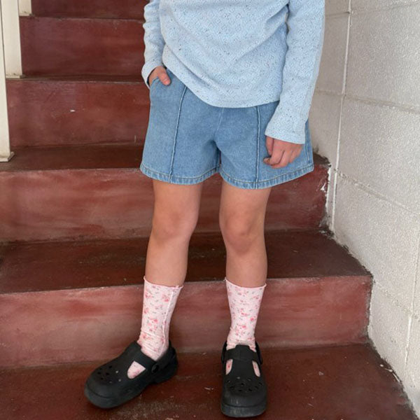 Stitch Denim Korean toddler pants in light denim made in Korea