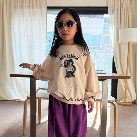 Curvy Sweatshirt Korean toddler sweater in cream made in Korea