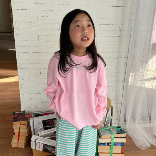 Waffle Tee Korean toddler t-shirt in pink made in Korea