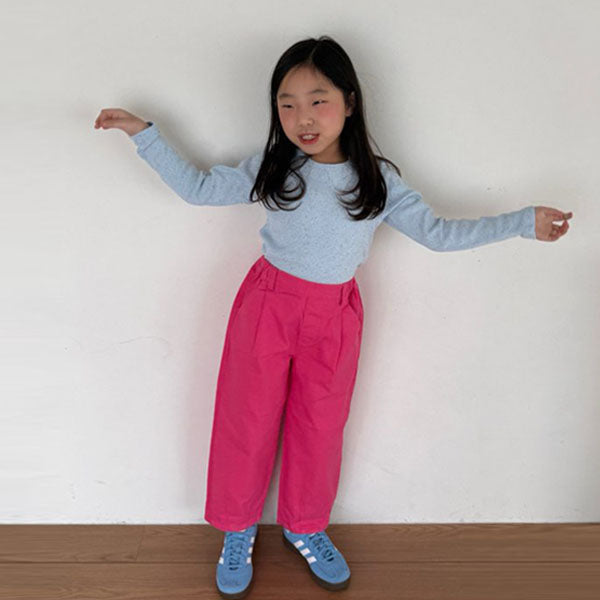Fresh Cotton Denim Korean toddler pants in pink made in Korea