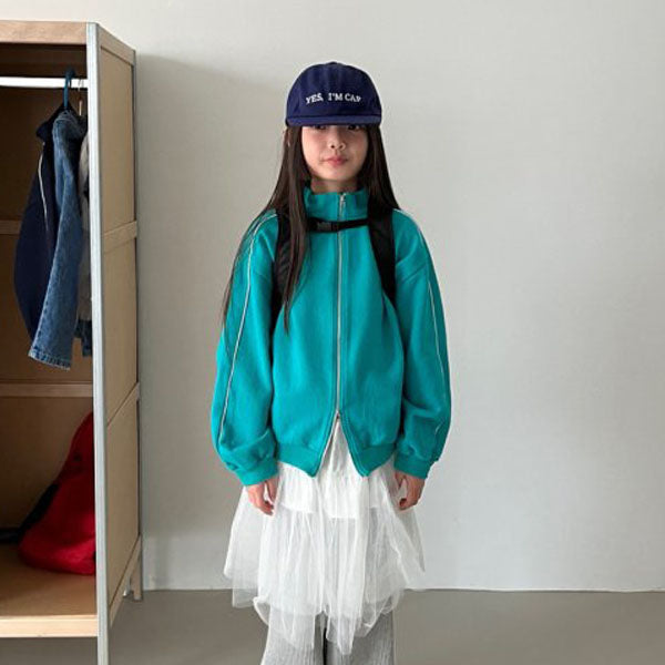 Rust Zip-Up Korean juniors jacket in teal made in Korea