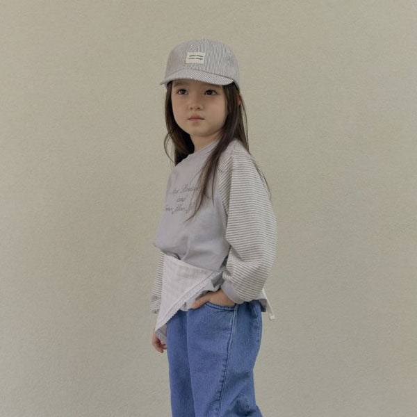 Label Cap Korean kids accessory in ivory made in Korea